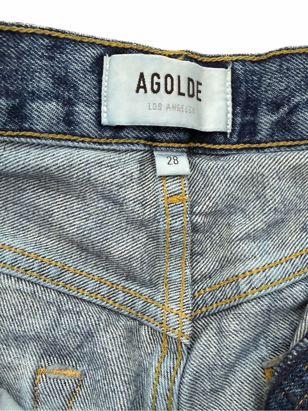 Agolde Classic Blue High-Rise Raw Hem Denim Shorts - Picture 3 of 9